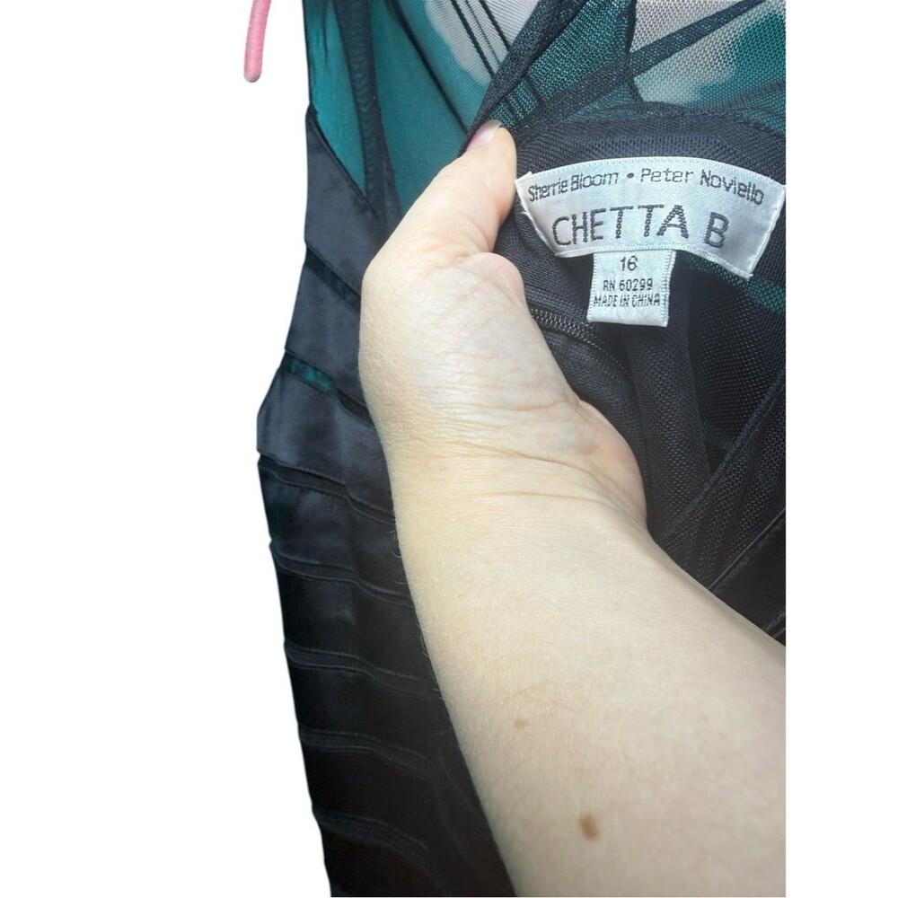 Chetta B Sherrie Bloom 100% Silk Tiered Cocktail Dress 16 β Black Formal - Picture 7 of 8